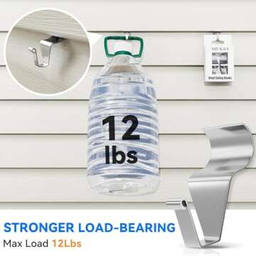 MIUKAA Vinyl Siding Hooks (4-Pack), Stainless Steel No Hole Siding Clips Hangers for Hanging Outdoor, Hang String Lights, Front Porch Patio Decor, Christmas Wreath Decoratio