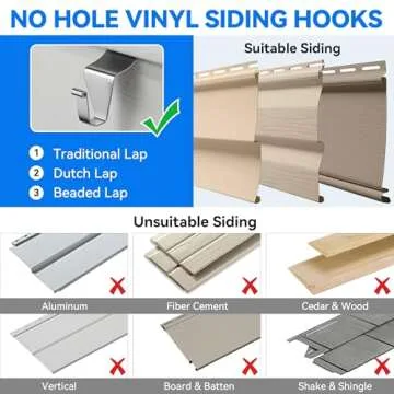 MIUKAA Vinyl Siding Hooks Durable Hanging Solution for Outdoors