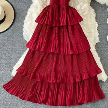 Mnjyihy Women's Summer Pleated Spaghetti Strap Dress