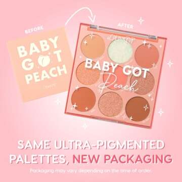 ColourPop Baby Got Peach Shadow Palette - Orange & Coral Shadows with Metallic, Matte and Glitter Fi...