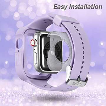 BeeFly Sports Watch Bands Compatible with Apple Watch Band 40mm Women, Soft Silicone Replacement Strap for iWatch Series 6 5 4 3 2 1 SE-Purple