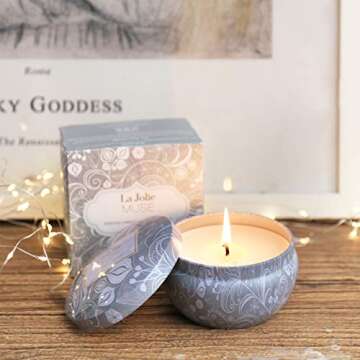 Aromatherapy Scented Candles - Blue Lotus Essential Oil Stress Relief Soy Candles,6.5 Oz Natural Soy...