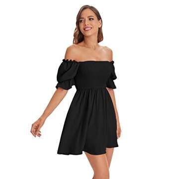 Stylish WDIRARA Square Neck Flounce Short Sleeve Dress