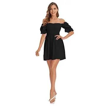 Stylish WDIRARA Square Neck Flounce Short Sleeve Dress