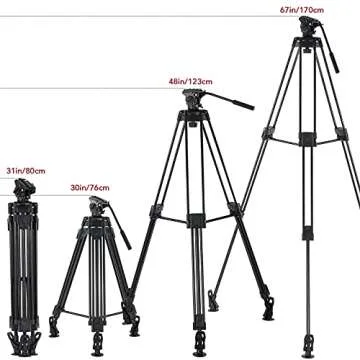 Andoer Professional Video Tripod System-67 Inch Professional Heavy Duty Aluminum Tripod with Detachable Fluid Drag Pan Tilt Head and Quick Release Plate Max Load 10kg/22lbs for Video Camcorder