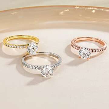 EAMTI 1.25CT 925 Sterling Silver Bridal Ring Sets Round CZ Engagement Promise Rings for her Wedding Bands for Womenn Size 7