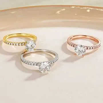 EAMTI 1.25CT 925 Sterling Silver Bridal Ring Sets Round CZ Engagement Promise Rings for her Wedding Bands for Womenn Size 7