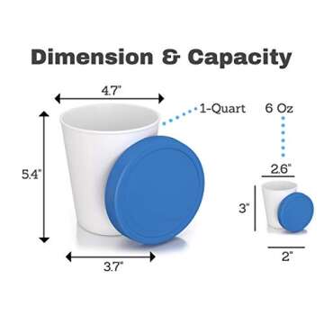 Ice Cream Freezer Storage Containers with Silicone Lids (3 Pack, 1- Quart Each) + 2 Serving Cups –...