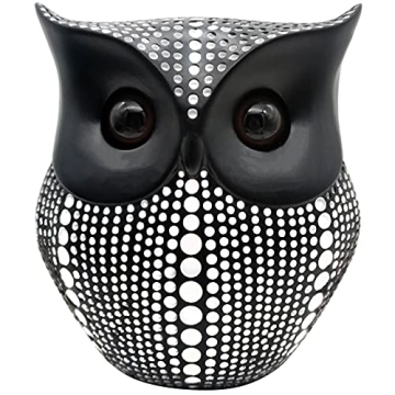 HOWFIELD Resin Owl Statue - Elegant Black Owl Home Decor for Any Space