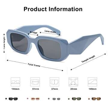 SOJOS Rectangle Sunglasses with UV400 Protection Style