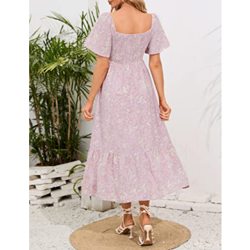 KOJOOIN Maternity Dress Square Neck Short Sleeve Floral