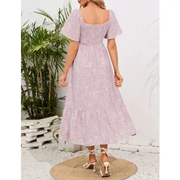 KOJOOIN Maternity Dress Square Neck Short Sleeve Floral