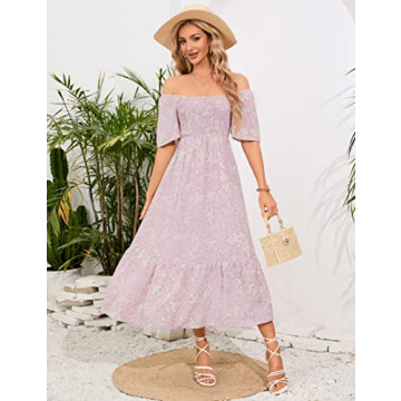 KOJOOIN Maternity Dress Square Neck Short Sleeve Floral