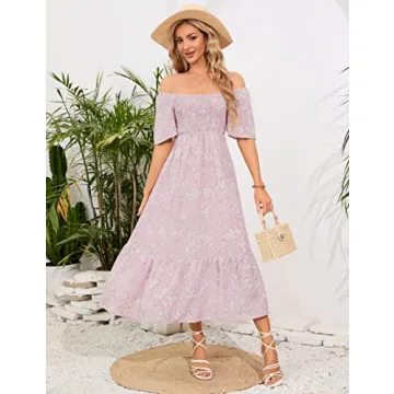 KOJOOIN Maternity Dress Square Neck Short Sleeve Floral