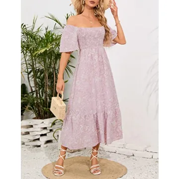 KOJOOIN Maternity Dress Square Neck Short Sleeve Floral