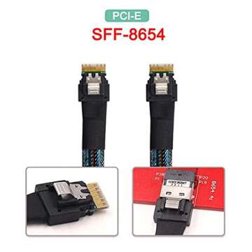 chenyang SFF-8654 Male to SFF-8654 Male PCI-E Slimline SAS 4.0 SFF-8654 4i 38 Pin Host to SFF-8654 S...