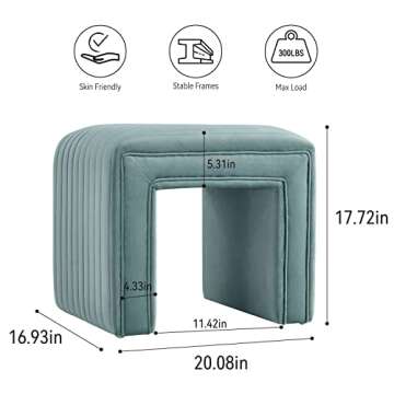 Get Set Style Velvet Ottoman, Vanity Stool Chair Modern Velvet Ottoman Footstool with Wood Legs Sofa...