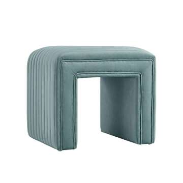 Get Set Style Velvet Ottoman, Vanity Stool Chair Modern Velvet Ottoman Footstool with Wood Legs Sofa Bench Extra Seating for Makeup Room,Living Room, Entryway(Fully Assembled)