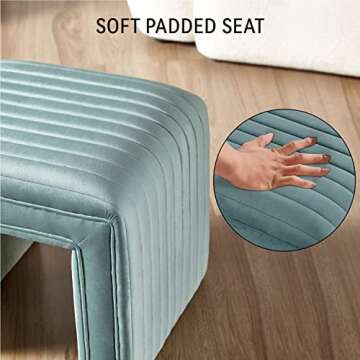 Get Set Style Velvet Ottoman, Vanity Stool Chair Modern Velvet Ottoman Footstool with Wood Legs Sofa Bench Extra Seating for Makeup Room,Living Room, Entryway(Fully Assembled)