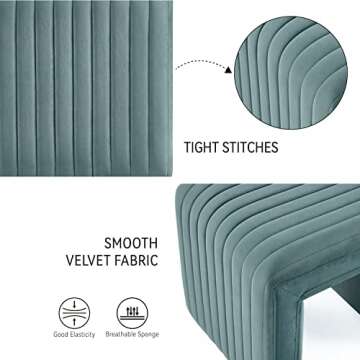 Get Set Style Velvet Ottoman, Vanity Stool Chair Modern Velvet Ottoman Footstool with Wood Legs Sofa Bench Extra Seating for Makeup Room,Living Room, Entryway(Fully Assembled)