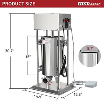YITAMOTOR Electric Sausage Stuffer 15L Stainless Steel