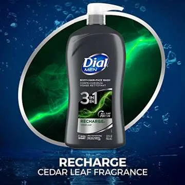 Dial Men 3in1 Body, Hair and Face Wash, Recharge, 32 fl oz