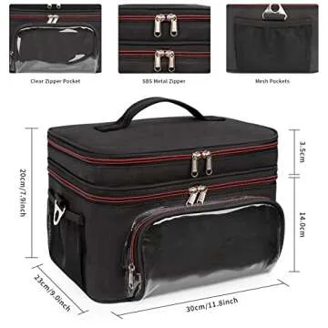 CUBETASTIC Extra Large Makeup Train Case, Professional Cosmetic Organizer Bag with Heat Insulation Aluminium Film, Travel Make Up Storage Bag for Makeup Artist