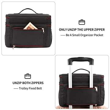 CUBETASTIC Extra Large Makeup Train Case, Professional Cosmetic Organizer Bag with Heat Insulation Aluminium Film, Travel Make Up Storage Bag for Makeup Artist