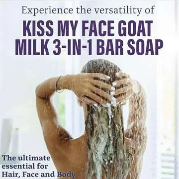 Kiss My Face Goat Milk 3-in-1 Bar Soap - Blackcurrant + Vanilla - Nourishing Soap for Face, Hair, an...