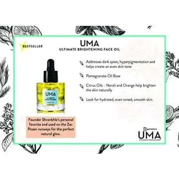 UMA - Organic Ultimate Brightening Face Oil | Ayurvedic face Oil for Dry Skin | 100% Natural, Sustainable & Cruelty free Skincare (1 fl oz | 30 ml)