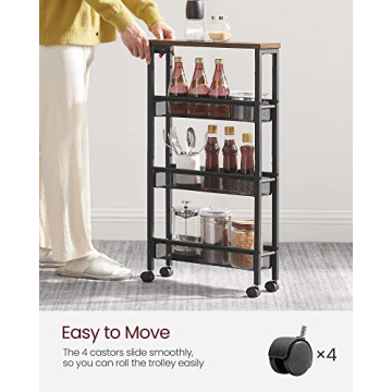 VASAGLE Slim Rolling Cart for Kitchen and Home Office