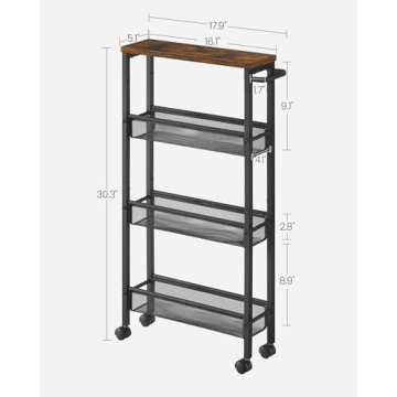 VASAGLE Slim Rolling Cart for Kitchen and Home Office
