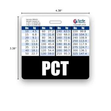 PCT Badge Buddy Horizontal w/Height & Weight Conversion Charts (Standard, Black)