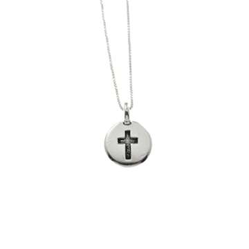 Cross Necklace in Silver Plated Pewter on a 16 Inch Sterling Silver Box Chain | Perfect Gift for Girls or Teens