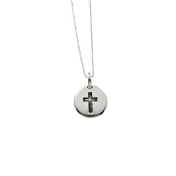 Cross Necklace in Silver Plated Pewter on a 16 Inch Sterling Silver Box Chain | Perfect Gift for Girls or Teens