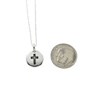 Cross Necklace in Silver Plated Pewter on a 16 Inch Sterling Silver Box Chain | Perfect Gift for Girls or Teens