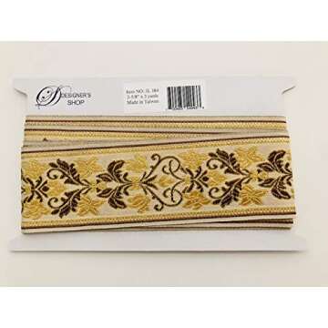 Jacquard Metallic Gold Vintage Ribbon Trim 3 Yards for Crafts