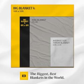 Big Blanket Co Original Stretch Light Grey | Extra Large Blanket | 100 Square Feet | Soft, Giant Bla...