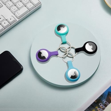 Durable Silicone AirTag Holders 4 Pack Stylish Colors