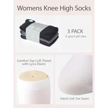 COTTON DAY Women's Knee High Soft Cotton Socks