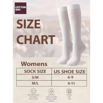 COTTON DAY Women's Knee High Soft Cotton Socks
