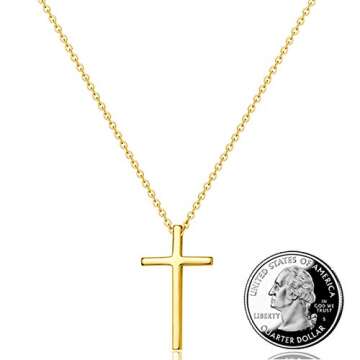 XOYOYZU Tiny Cross Pendant Necklace for Women Simple Cross Necklaces Mothers Day Birthday Gifts for Women (Gold cross)