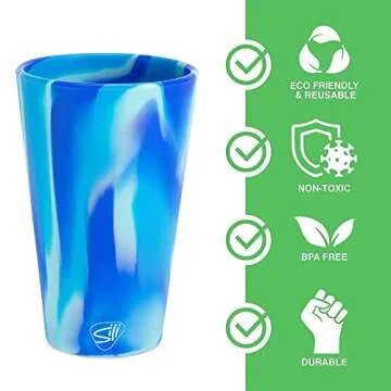 Silipint: Silicone Pint Glasses: 2 Pack Arctic Sky - 16oz Unbreakable Cups, Flexible, Sustainable, Hot/Cold, Reusable, Easy Grip