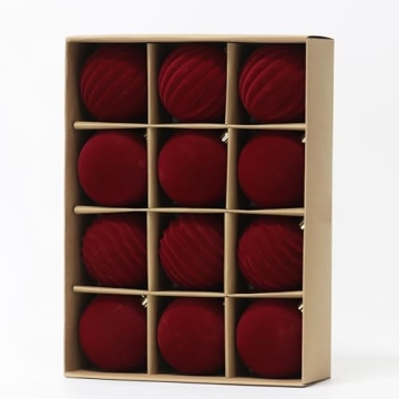 12PCS Velvet Christmas Balls - Flocked Tree Decor