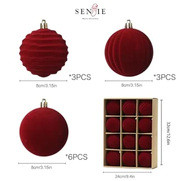 12PCS Velvet Christmas Balls - Flocked Tree Decor