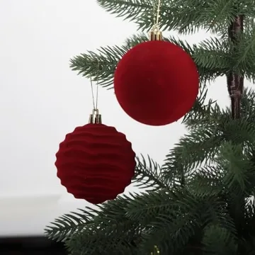12PCS Velvet Christmas Balls - Flocked Tree Decor