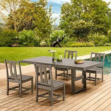 YOLENY Outdoor HDPE Dining Table, Patio Dining Table for 4-6 Persons with Weather Resistant & Easy Maintenance, Perfect for Garden, Backyard, Lawn, Grey