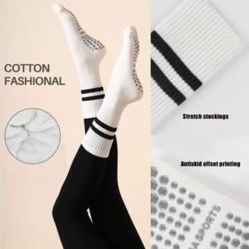 MOKITO Pilates Grip Socks,Grip Socks For Women Pilates,Sticky Socks For Pilates,Grip Yoga Barre Socks With Grips For Women (A)