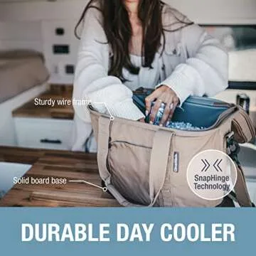 CleverMade Collapsible Cooler Bag, 50 Can Beach & Travel Car Cooler, Folding Soft Cooler, Shoulder Strap, Bottle Opener, Great Car Coolers for Travel, Cleans Easy, Leak Proof Cooler Bag [Midnight]