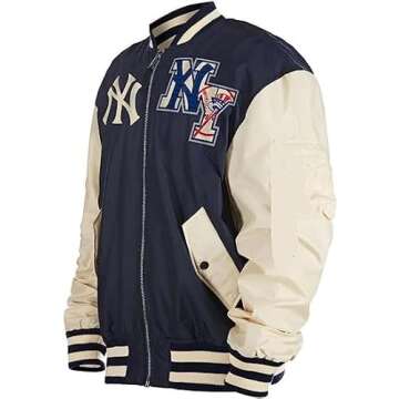 Men’s Basketball NY Yanks Bomber Jacket | MA-1 Baseball League Vintage New York Varsity Polyester Jacket Varsity Jacket Men (US, Alpha, Medium, Regular, Regular, Blue)